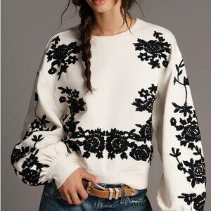 Anthropologie Embroidered Chenille Sweatshirt - S - NWOT